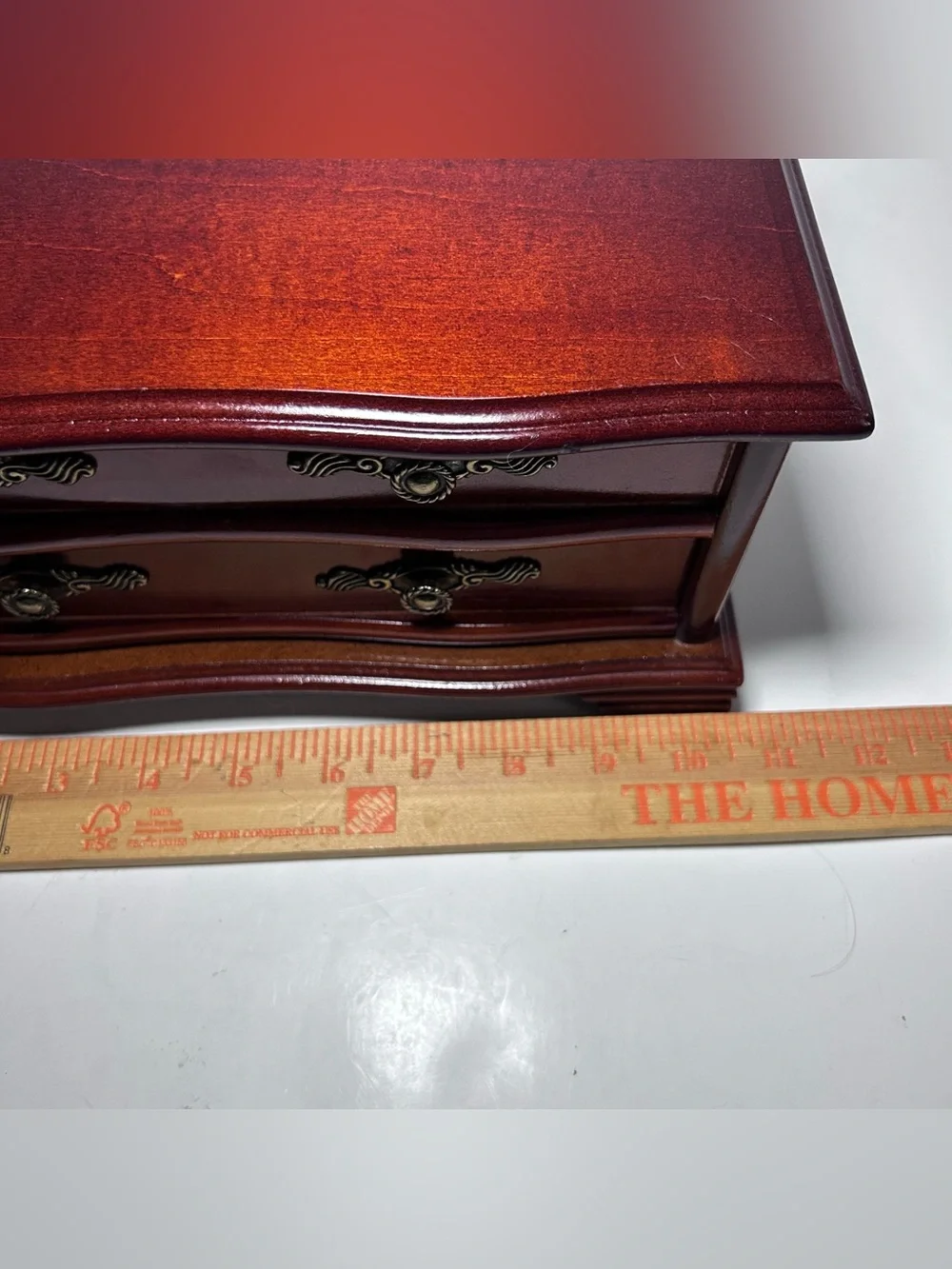 Vintage Mahogany Jewelry Box Wooden with Mirror